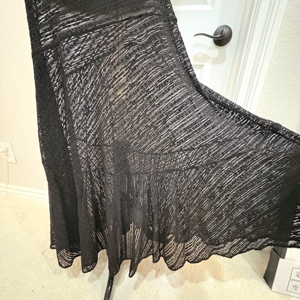Free People Black Love Story Lace Maxi Slip Dress with Texture Small - Picture 7 of 8